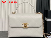 Chanel Large Flap Bag with Top Handle White Calfskin Gold Tone Metal AS5467 Replica
