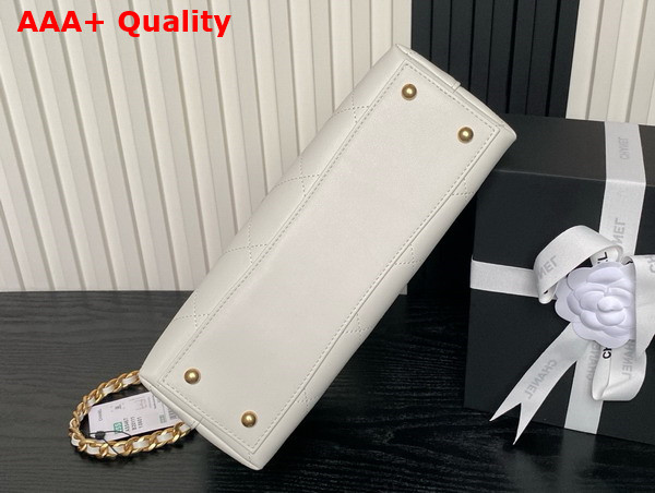 Chanel Large Flap Bag with Top Handle White Calfskin Gold Tone Metal AS5467 Replica