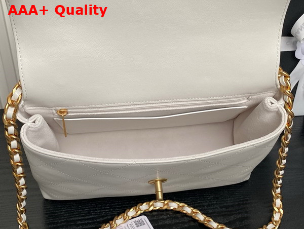 Chanel Large Flap Bag with Top Handle White Calfskin Gold Tone Metal AS5467 Replica