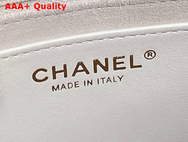 Chanel Large Flap Bag with Top Handle White Calfskin Gold Tone Metal AS5467 Replica