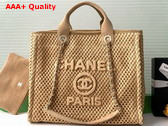 Chanel Large Shopping Bag in Beige Raffia and Suede Replica