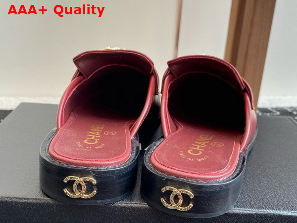 Chanel Leather Mule in Burgundy Replica