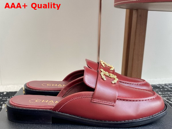 Chanel Leather Mule in Burgundy Replica