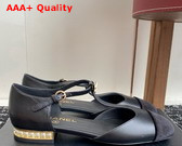 Chanel Mary Jane Flats in Black Lambskin and Velvet Replica
