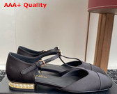 Chanel Mary Jane Flats in Black Satin Replica