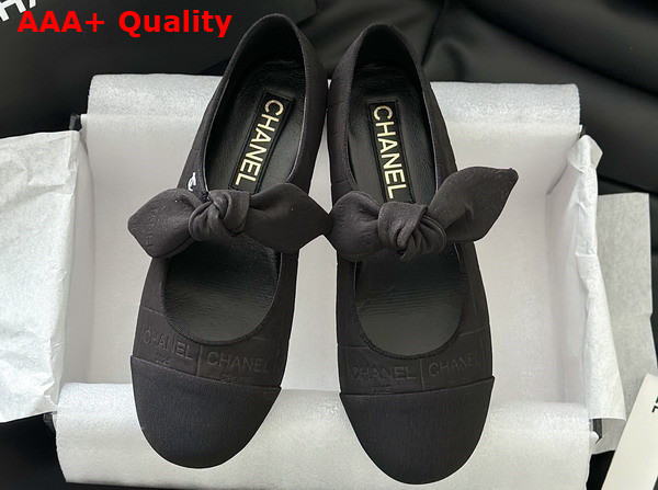 Chanel Mary Janes Cotton Silk Grosgrain Black G46149 Replica