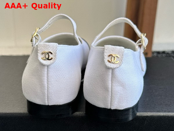 Chanel Mary Janes Cotton and Lambskin White and Black G46379 Replica