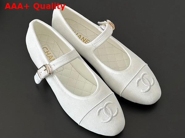 Chanel Mary Janes Cotton and Silk White Ref G45503 Replica