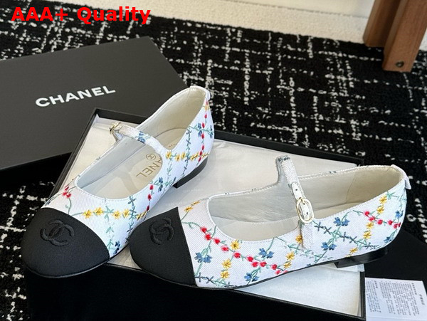 Chanel Mary Janes Multicolor Embroidered Cotton G46379 Replica