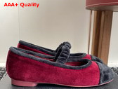 Chanel Mary Janes Velvet Burgundy and Black G46542 Replica