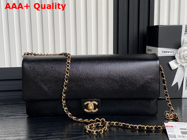 Chanel Maxi Clutch Bag in Black Grained Shiny Calfskin Gold Tone Metal AS5182 Replica