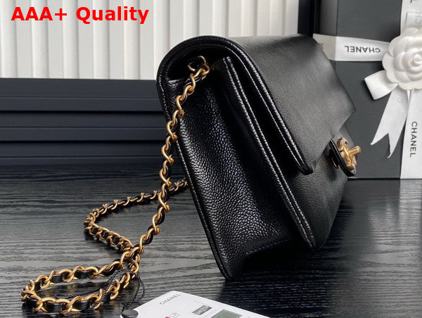 Chanel Maxi Clutch Bag in Black Grained Shiny Calfskin Gold Tone Metal AS5182 Replica