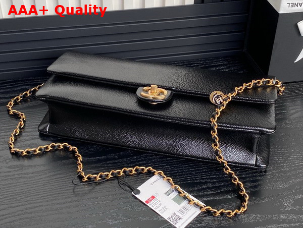 Chanel Maxi Clutch Bag in Black Grained Shiny Calfskin Gold Tone Metal AS5182 Replica