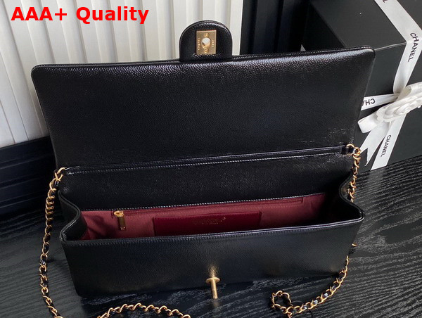 Chanel Maxi Clutch Bag in Black Grained Shiny Calfskin Gold Tone Metal AS5182 Replica