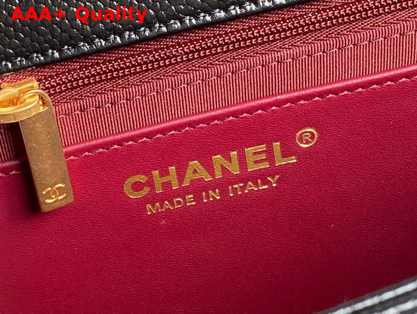 Chanel Maxi Clutch Bag in Black Grained Shiny Calfskin Gold Tone Metal AS5182 Replica