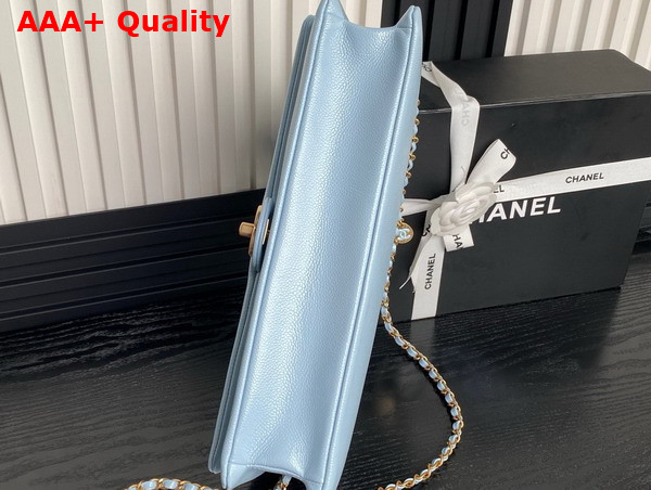 Chanel Maxi Clutch Bag in Light Blue Grained Shiny Calfskin Gold Tone Metal AS5182 Replica