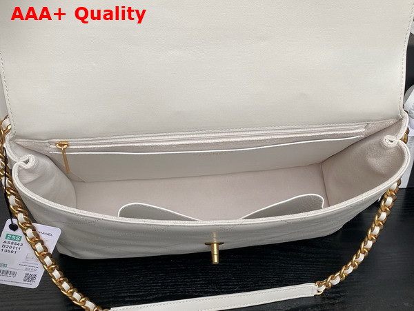 Chanel Maxi Flap Bag with Top Handle in White Calfskin Gold Tone Metal AS5543 Replica