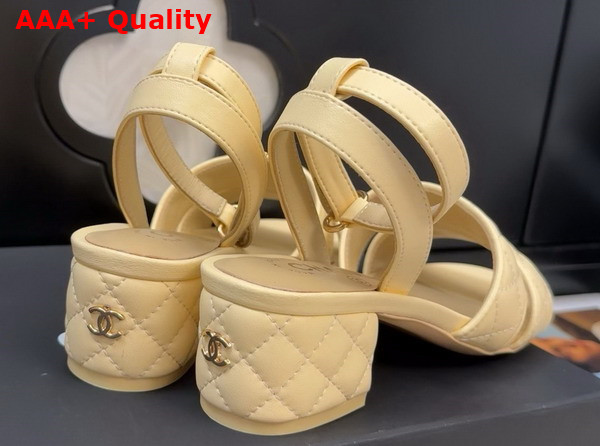 Chanel Medium Heel Sandal in Beige Lambskin G46429 Replica