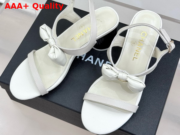 Chanel Medium Heel Sandals in White Lambskin G46192 Replica