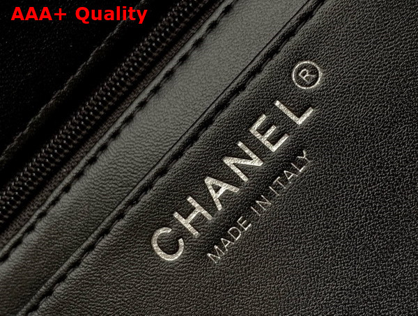 Chanel Mini Classic Handbag Tweed Silver Tone Metal Black and White Ref A69900 Replica