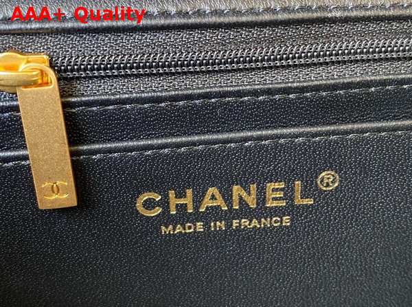 Chanel Mini Classic Handbag with Top Handle Black Lambskin Gold Tone Metal AS2431 Replica