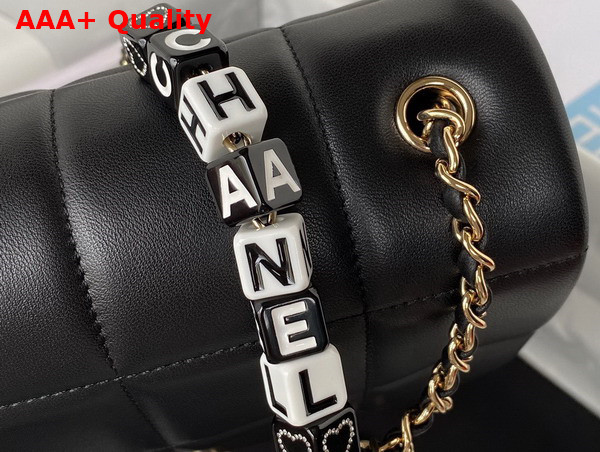 Chanel Mini Falp Bag in Black Damier Quilted Lambskin Replica