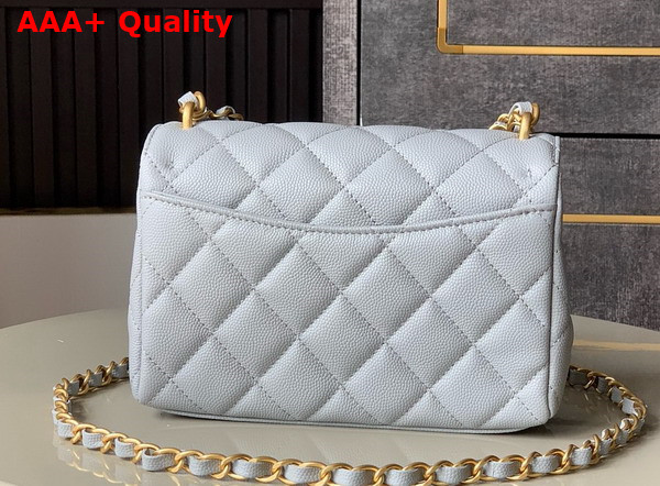 Chanel Mini Flap Bag Grained Calfskin Gold Tone Metal Light Blue AS5239 Replica