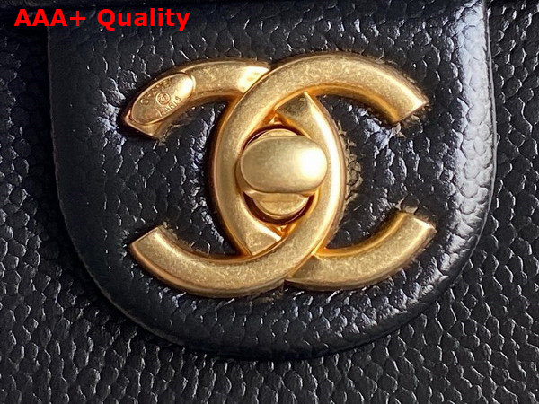 Chanel Mini Flap Bag in Black Grained Shiny Calfskin Gold Tone Metal AS5218 Replica