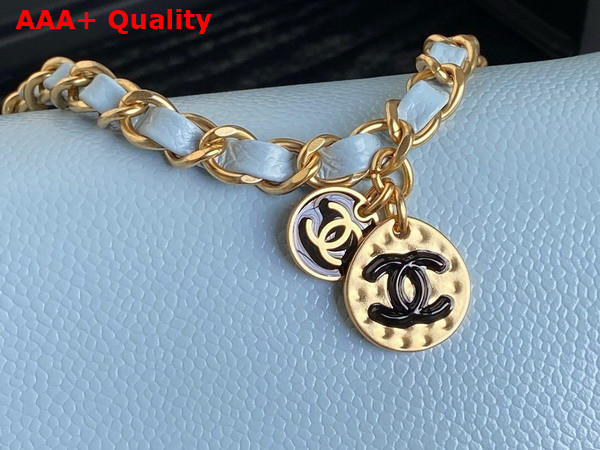 Chanel Mini Flap Bag in Light Blue Grained Shiny Calfskin Gold Tone Metal AS5218 Replica