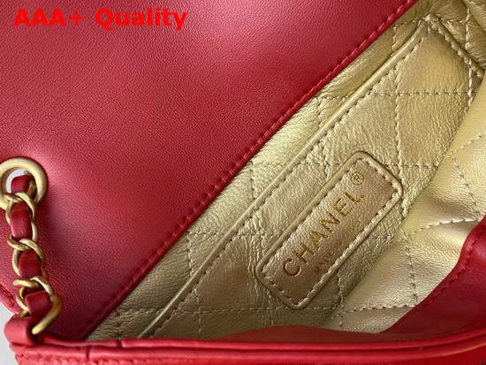 Chanel Mini Flap Bag in Red with Charm Logo on the Front Replica