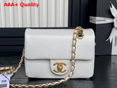 Chanel Mini Flap Bag in White Grained Shiny Calfskin Gold Tone Metal AS5218 Replica