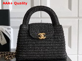 Chanel Mini Shopping Bag in Black Raffia AS4416 Replica