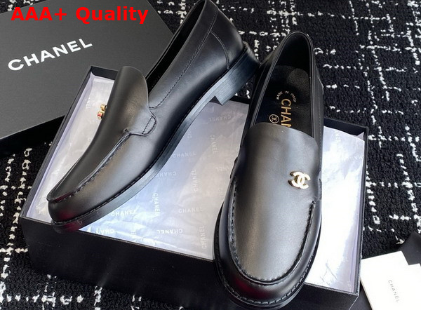 Chanel Moccasins Black Calfskin G45615 Replica