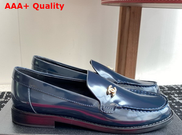 Chanel Moccasins in Navy Blue Brushed Calfskin G45615 Replica