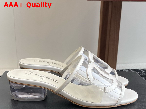 Chanel Mule in White Transparent PVC and Leather Replica