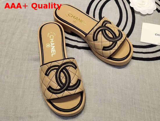 Chanel Mules Lambskin Beige G35903 Replica