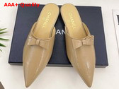 Chanel Mules in Beige Crumpled Patent Calfskin G46550 Replica