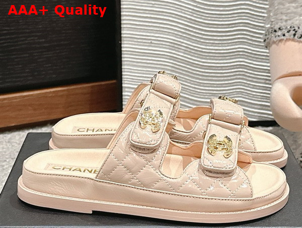 Chanel Mules in Beige Shiny Lambskin G45507 Replica