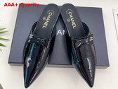 Chanel Mules in Black Crumpled Patent Calfskin G46550 Replica