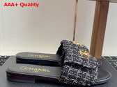 Chanel Mules in Black and White Tweed Replica
