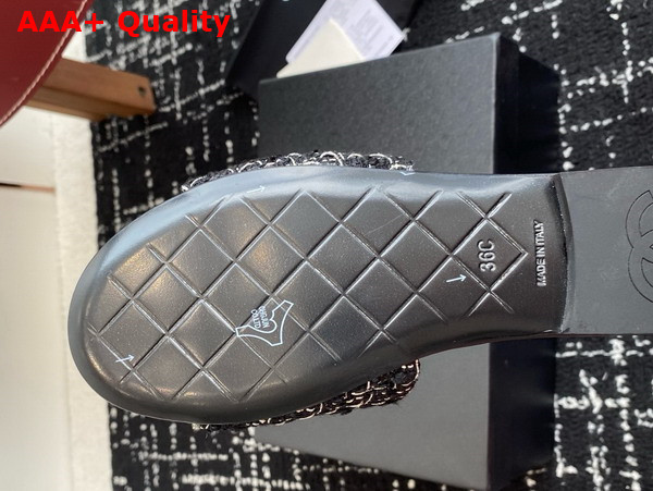 Chanel Mules in Black and White Tweed Replica
