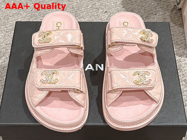 Chanel Mules in Light Pink Shiny Lambskin G45507 Replica
