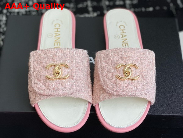 Chanel Mules in Pink Tweed Replica
