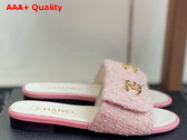Chanel Mules in Pink Tweed Replica