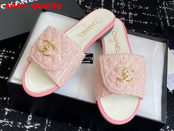Chanel Mules in Pink Tweed Replica