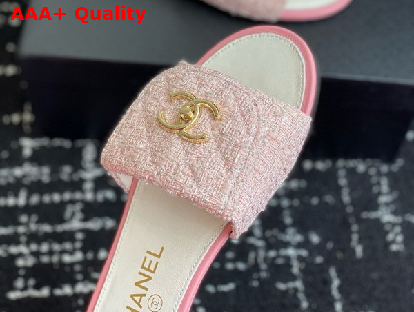 Chanel Mules in Pink Tweed Replica