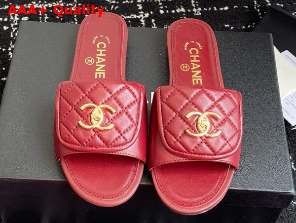 Chanel Mules in Red Lambskin Replica