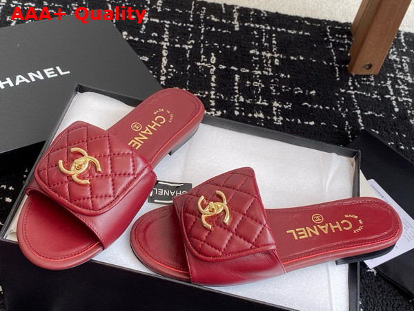 Chanel Mules in Red Lambskin Replica