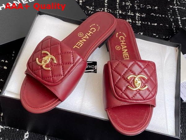 Chanel Mules in Red Lambskin Replica