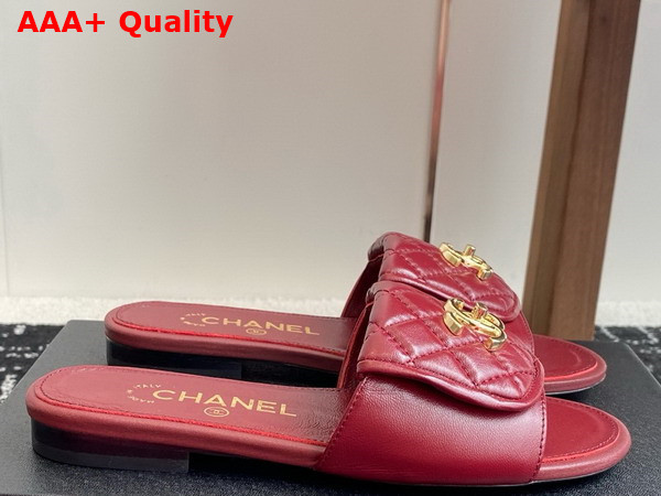 Chanel Mules in Red Lambskin Replica